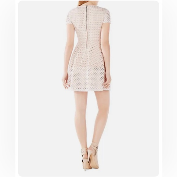 BCBGMaxAzria NWT White Cream Elyze Eyelet Lace Color Blocked A-Line Dress Size M - Picture 3 of 9